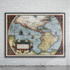 Vintage Map of America 1570 Antique Map