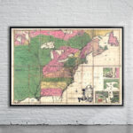 Vintage Map of New France 1755 Antique Map