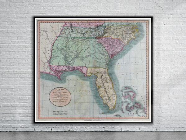 Vintage Map of Florida 1806 Antique Map