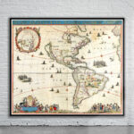 Vintage Map of America 1660 Antique Map