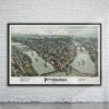 Vintage Birdseye View of Pittsburgh 1902 Antique Map
