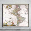 Vintage Map of The Americas 1720 Antique Map