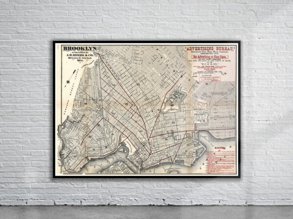 Vintage Map of Brooklyn 1874 Antique Map