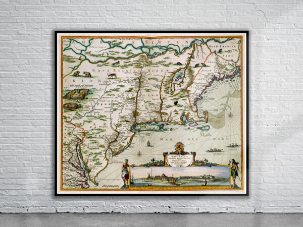 Vintage Map of America 1673 Antique Map
