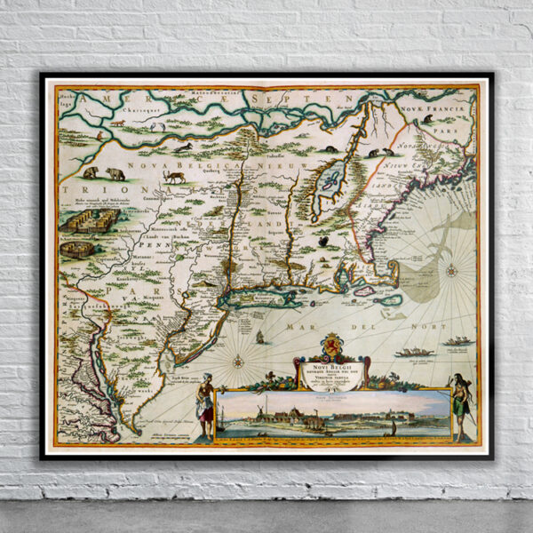 Vintage Map of America 1673 Antique Map