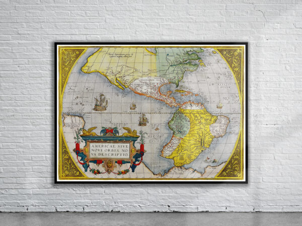 Vintage Map of America 1579 Antique Map