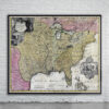 Vintage Map of North America 1720 Antique Map