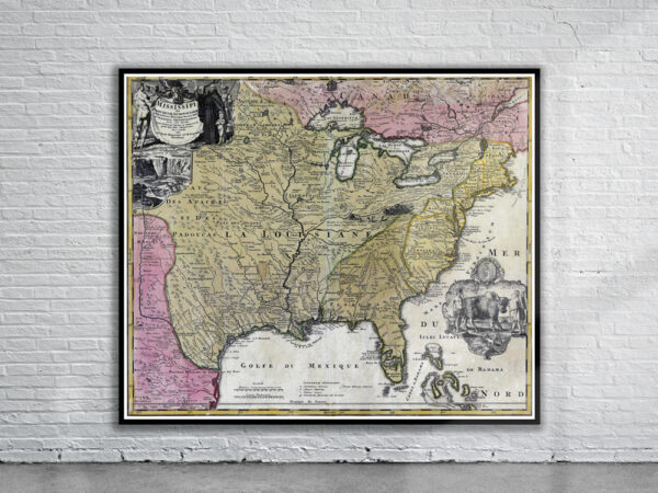 Vintage Map of North America 1720 Antique Map