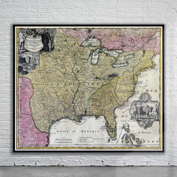 Vintage Map of North America 1720 Antique Map