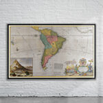Vintage Map of South America 1715 Antique Map