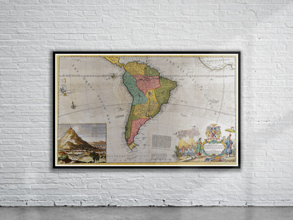 Vintage Map of South America 1715 Antique Map