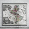 Vintage Map of The Americas 1730 Antique Map