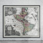 Vintage Map of The Americas 1730 Antique Map