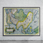 Vintage Map of Asia 1571 Antique Map