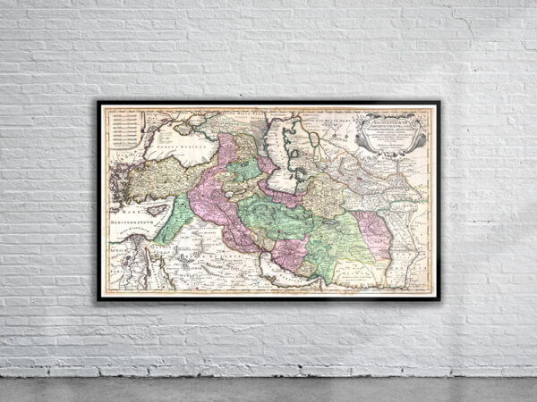 Vintage Map of Ottoman Empire 1730 Antique Map