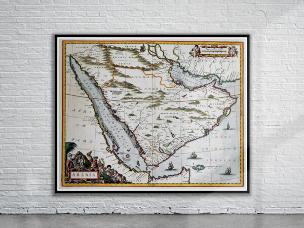 Vintage Map of Arabia 1662 Antique Map