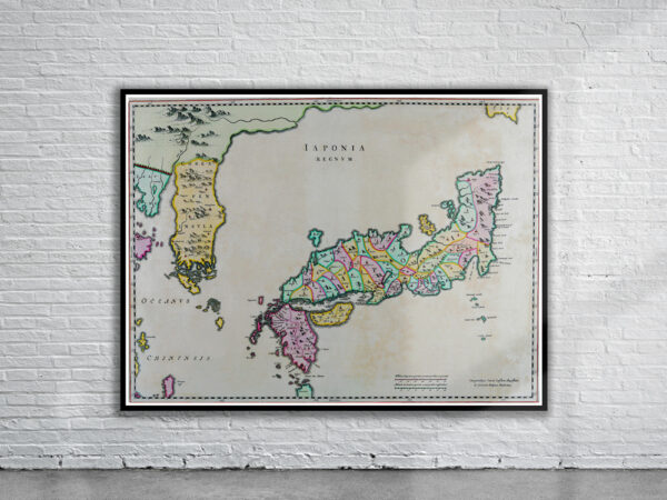 Vintage Map of Japan 1665 Antique Map