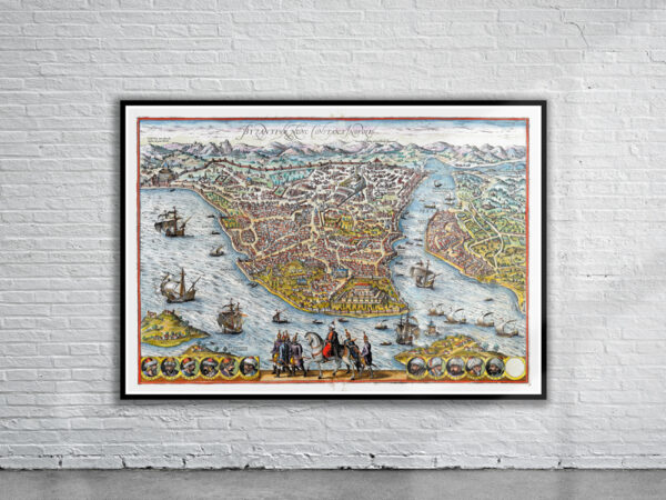 Vintage Map of Byzantium 1572 Antique Map