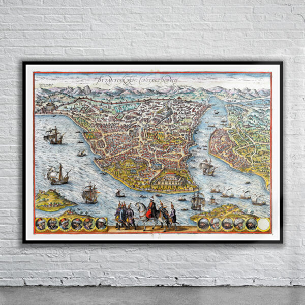 Vintage Map of Byzantium 1572 Antique Map