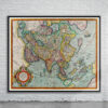 Vintage Map of Asia 1595 Antique Map
