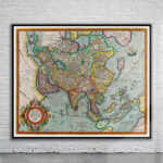 Vintage Map of Asia 1595 Antique Map