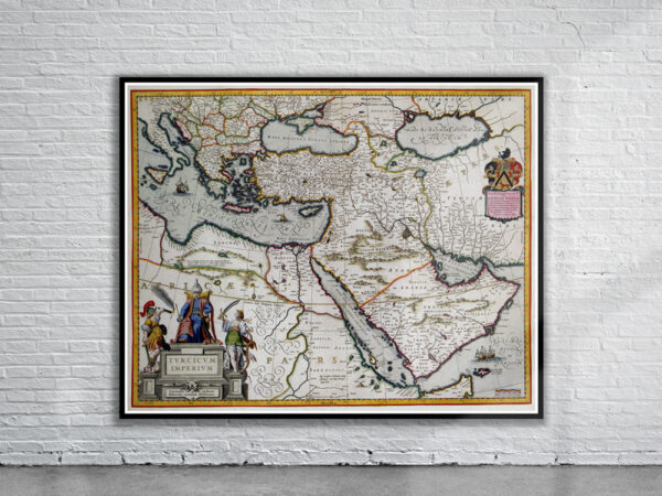 Vintage Map of Turkish Empire 1635 Antique Map