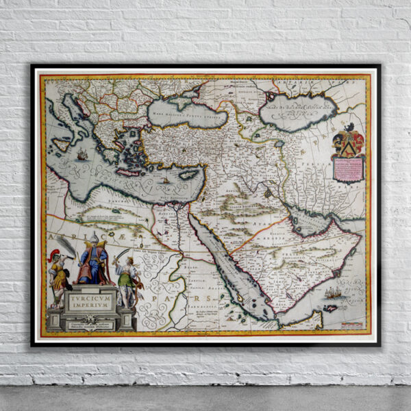 Vintage Map of Turkish Empire 1635 Antique Map