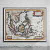 Vintage Map of East Indies 1636 Antique Map