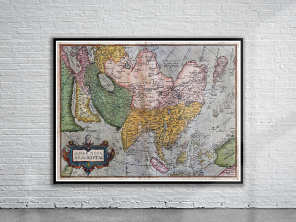 Vintage Map of Asia 1570 Antique Map