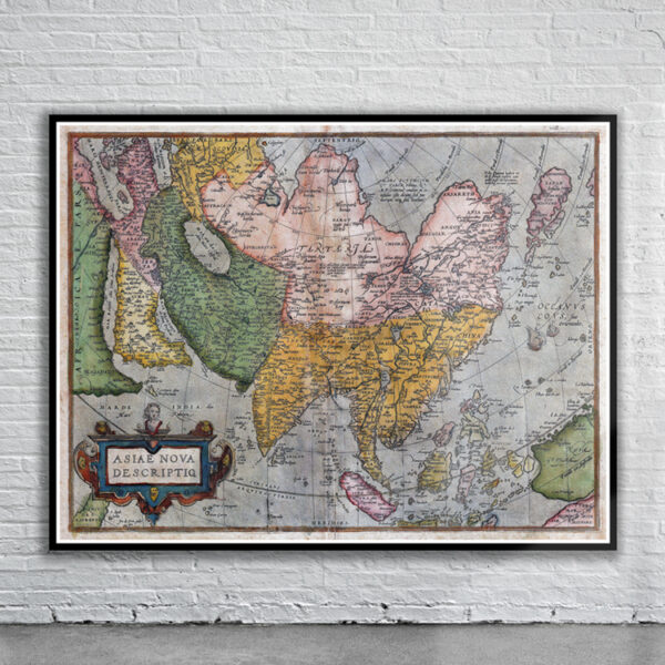 Vintage Map of Asia 1570 Antique Map