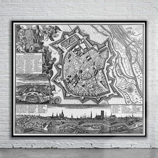 Vintage Map of Munich 1740 Antique Map