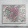 Vintage Map of Paris 1828 Antique Map