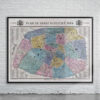 Vintage Map of Paris 1864 Antique Map