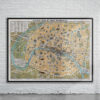 Vintage Map of Paris 1890 Antique Map