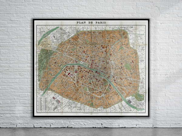 Vintage Map of Paris 1892 Antique Map