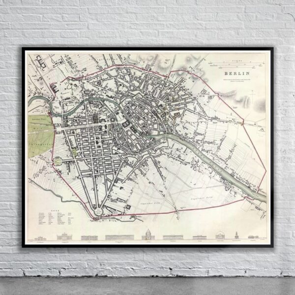 Vintage Map of Berlin 1833 Antique Map