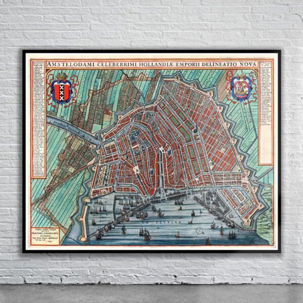 Vintage Map of Amsterdam 1649 Antique Map