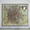 Vintage Map of Paris 1657 Antique Map