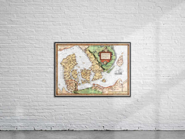 Vintage Map of Denmark 1570 Antique Map