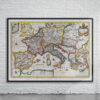 Vintage Map of The Empire of Charlemagne 1657 Antique Map