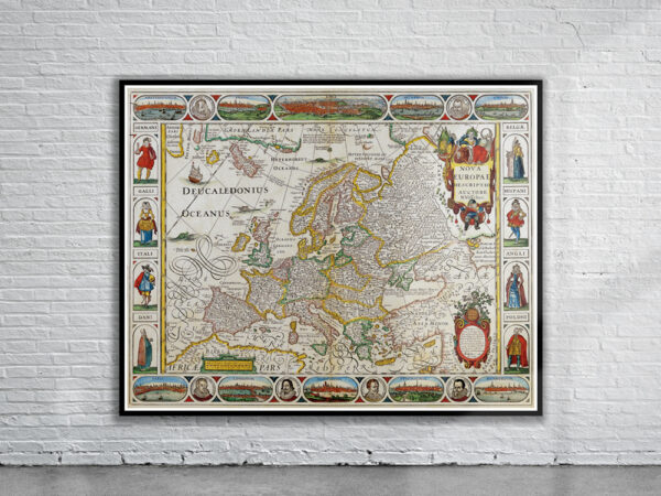 Vintage Map of Europe 1658 Antique Map