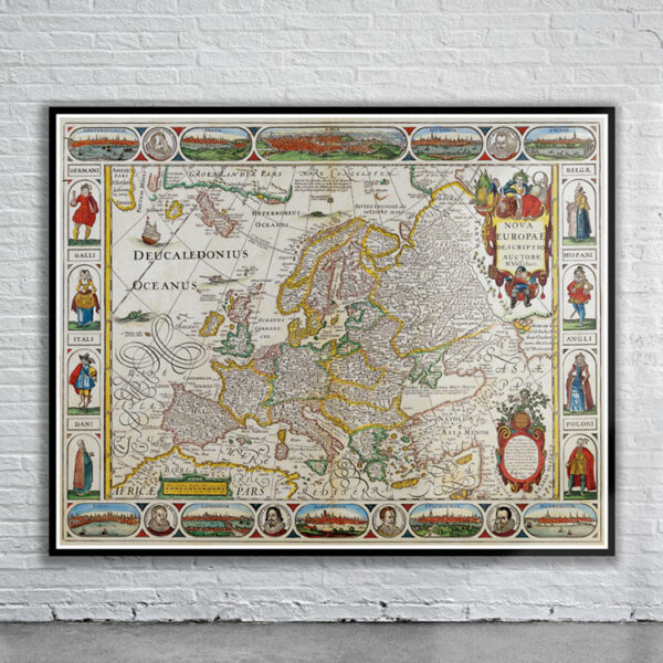 Vintage Map of Europe 1658 Antique Map
