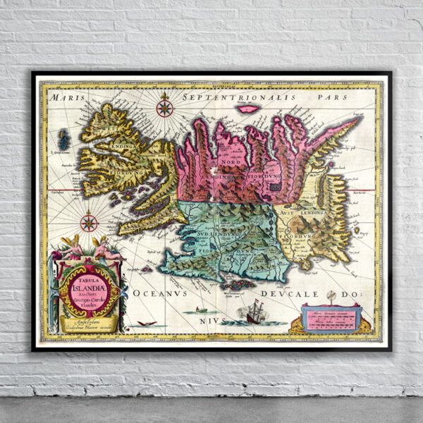 Vintage Map of Iceland 1665 Antique Map