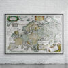 Vintage Map of Europe 1690 Antique Map