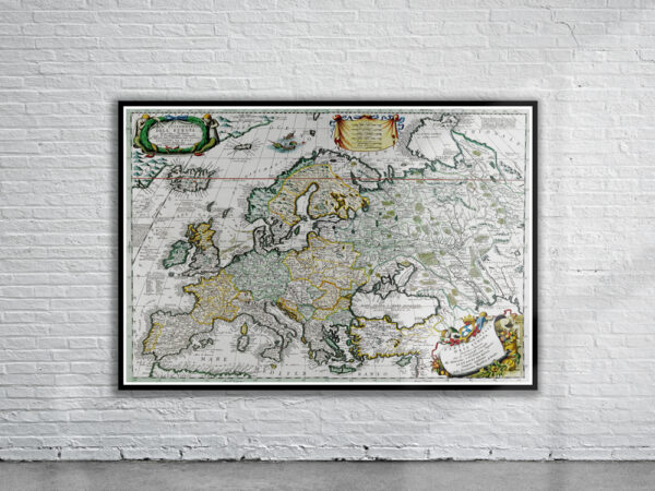 Vintage Map of Europe 1690 Antique Map