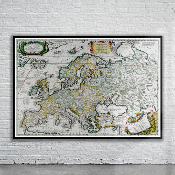Vintage Map of Europe 1690 Antique Map
