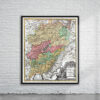 Vintage Map of Burgundy 1716 Antique Map