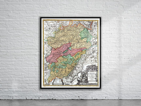 Vintage Map of Burgundy 1716 Antique Map