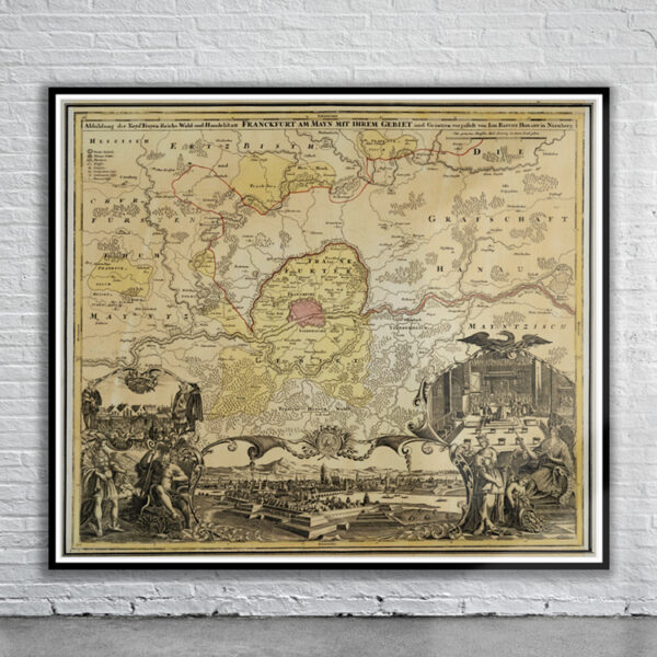 Vintage Map of Frankfort 1720 Antique Map