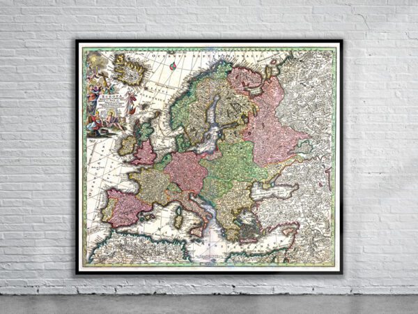 Vintage Map of Europe 1730 Antique Map